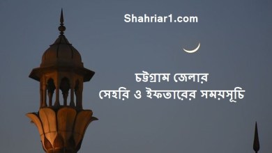চট্টগ্রাম জেলার সেহরি ও ইফতারের সময়সূচি ২০২২ Chittagong Sehri & Iftar Time