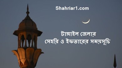 টাঙ্গাইল জেলার সেহরি ও ইফতারের সময়সূচি ২০২২ Tangail Sehri & Iftar Time