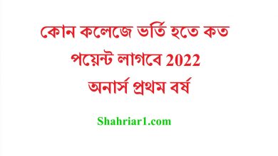 কোন কলেজে ভর্তি হতে কত পয়েন্ট লাগবে 2022 অনার্স প্রথম বর্ষ
