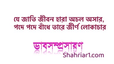 ভাবসম্প্রসারণ: যে জাতি জীবন হারা অচল অসার, / পদে পদে বাঁধে তারে জীর্ণ লোকাচার