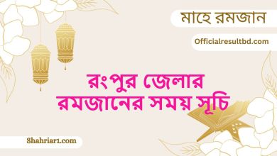 রংপুর জেলার রমজানের সময় সূচি