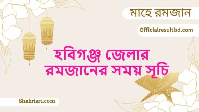 হবিগঞ্জ জেলার রমজানের সময় সূচি