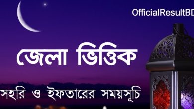 জেলা ভিত্তিক সেহরি ও ইফতারের সময়সূচি ২০২১